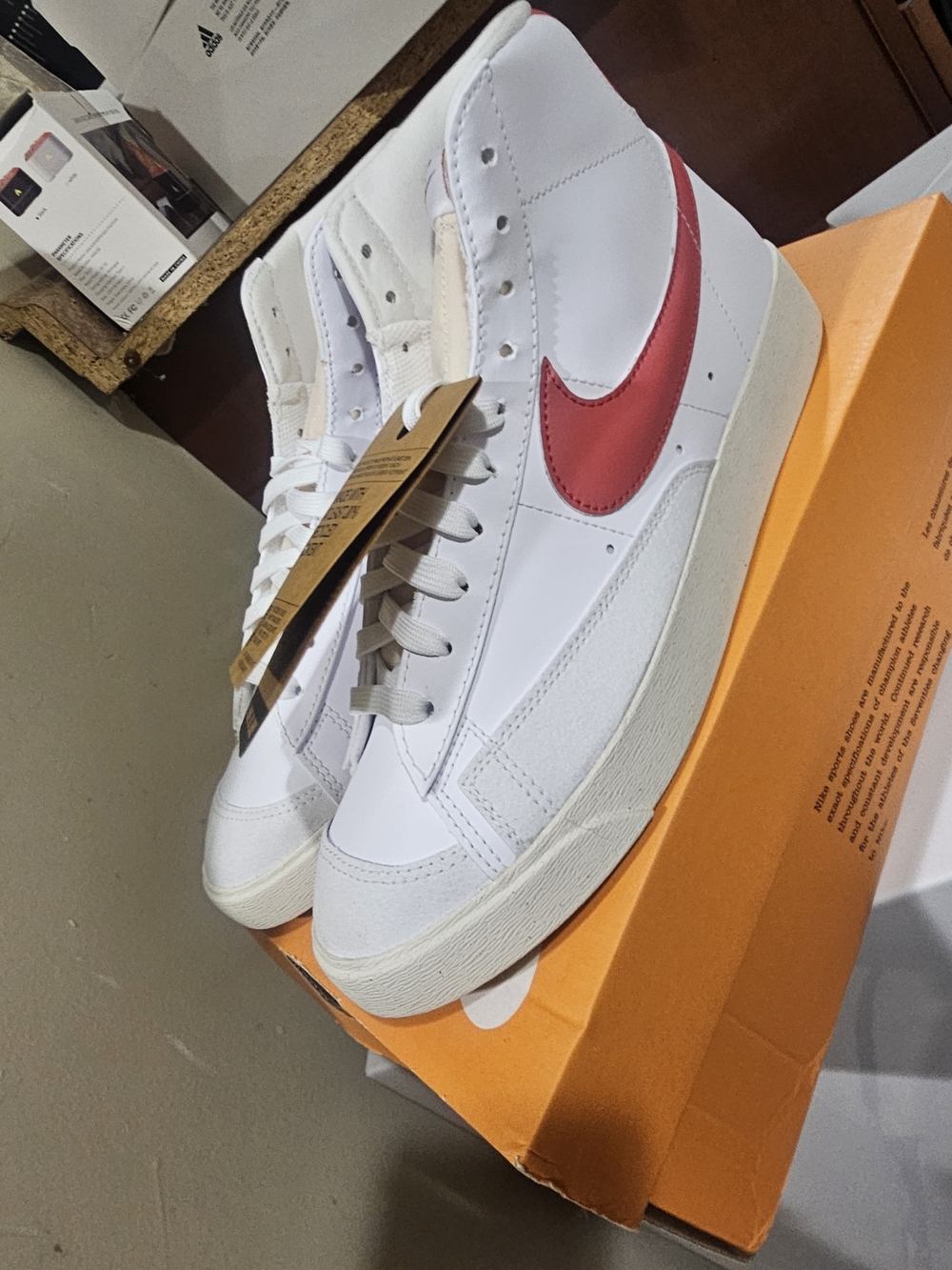 Nike Blazer Mid White with Red Swoosh